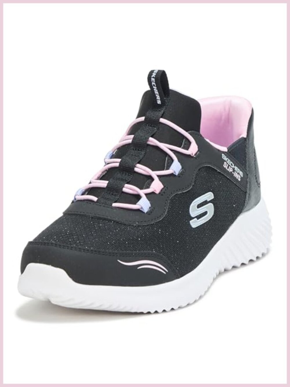 Girls Slip-On Sneakers Memory Foam Mesh Synthetic Stretch Laces